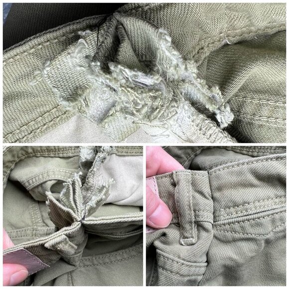 Zara Wide Leg Jeans Green Denim Raw Hem High Rise Approx Size 0 - Picture 9 of 10